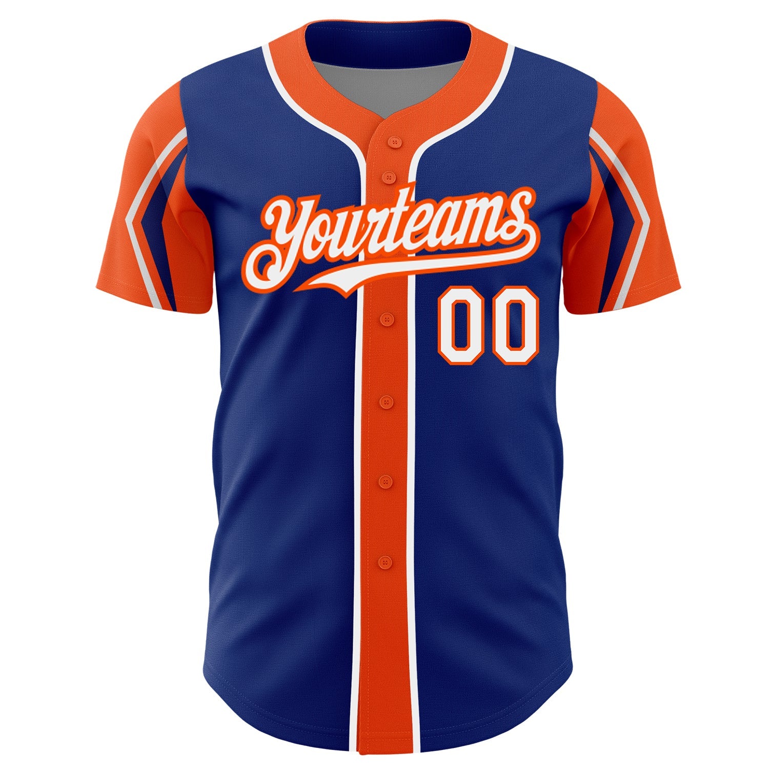Custom Royal White-Orange 3 Colors Arm Shapes Authentic Baseball Jersey - Sky-Custom
