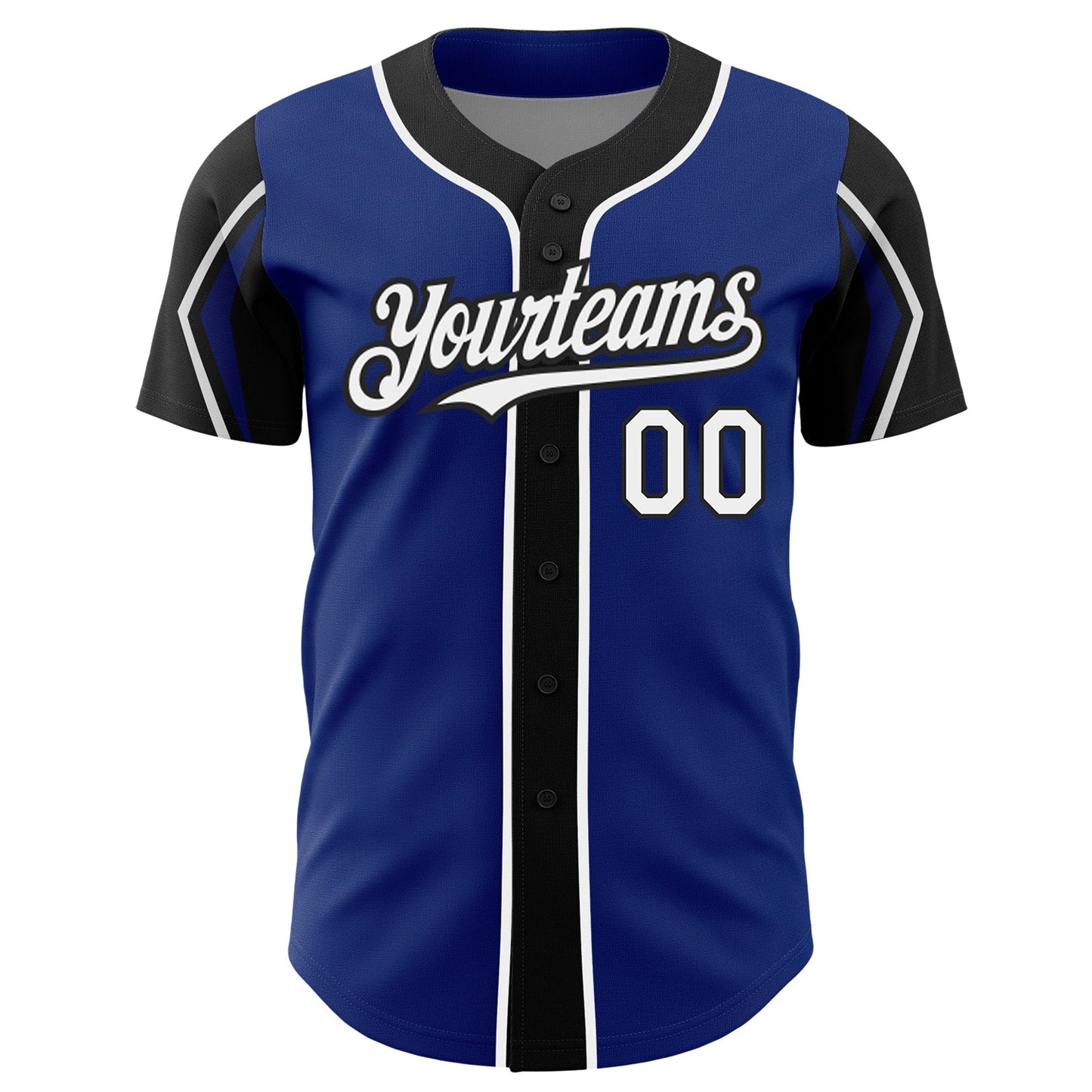 Custom Royal White-Black 3 Colors Arm Shapes Authentic Baseball Jersey - Sky-Custom