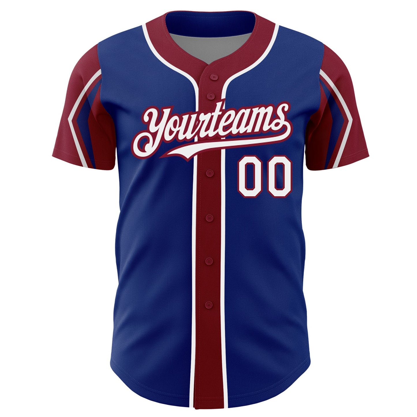 Custom Royal White-Crimson 3 Colors Arm Shapes Authentic Baseball Jersey - Sky-Custom