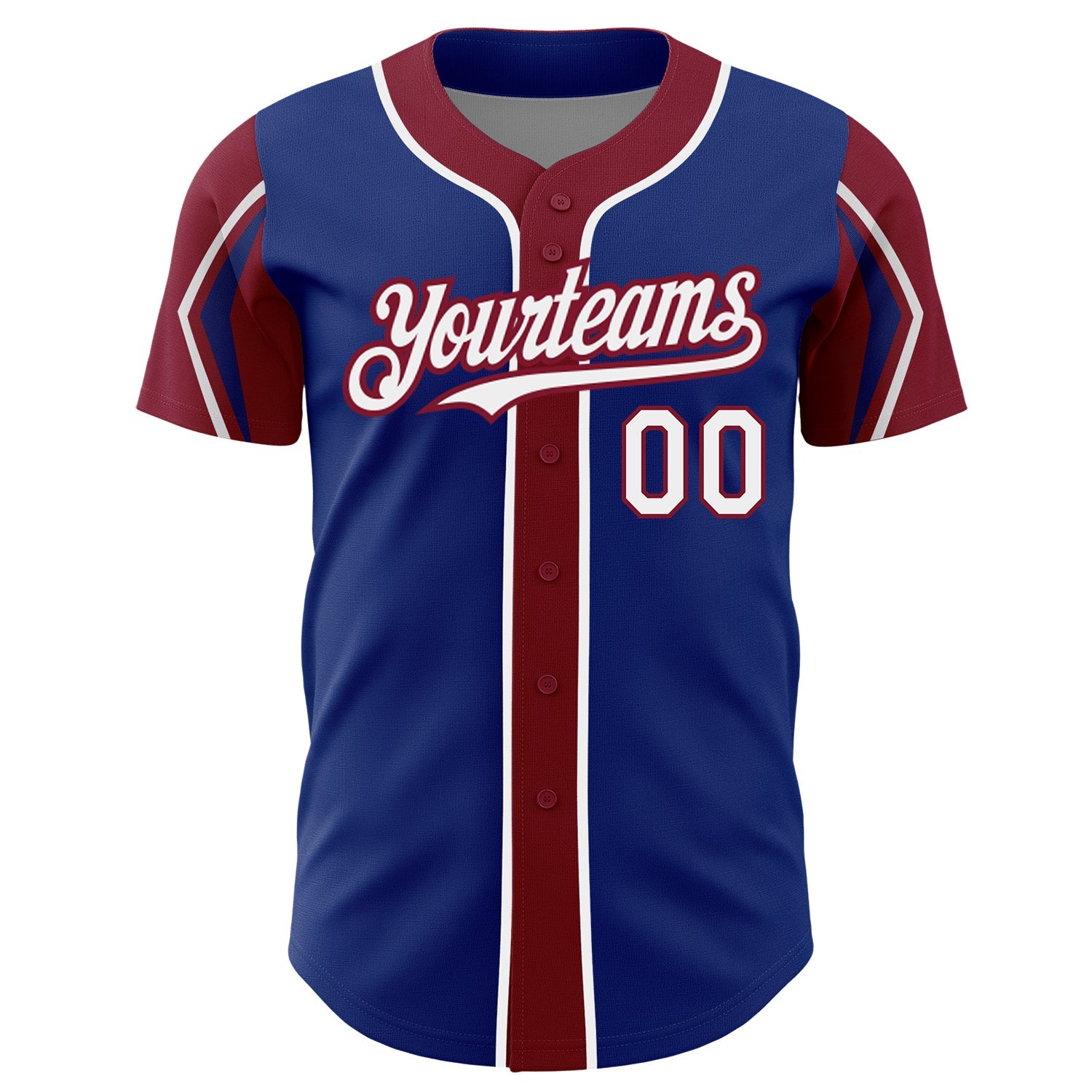 Custom Royal White-Crimson 3 Colors Arm Shapes Authentic Baseball Jersey - Sky-Custom