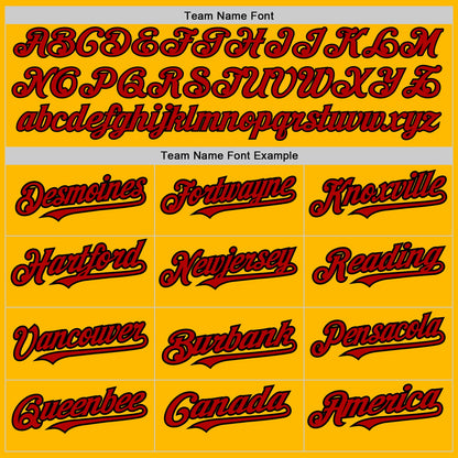 Custom Gold Red-Black 3 Colors Arm Shapes Authentic Baseball Jersey - Sky-Custom