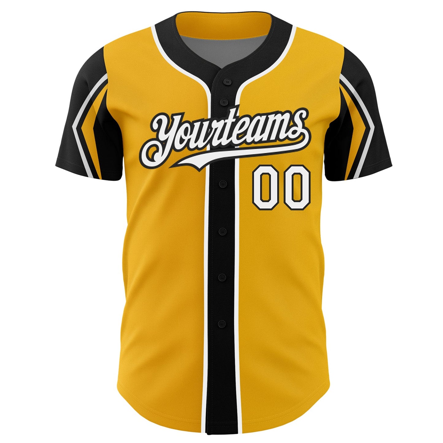 Custom Gold White-Black 3 Colors Arm Shapes Authentic Baseball Jersey - Sky-Custom