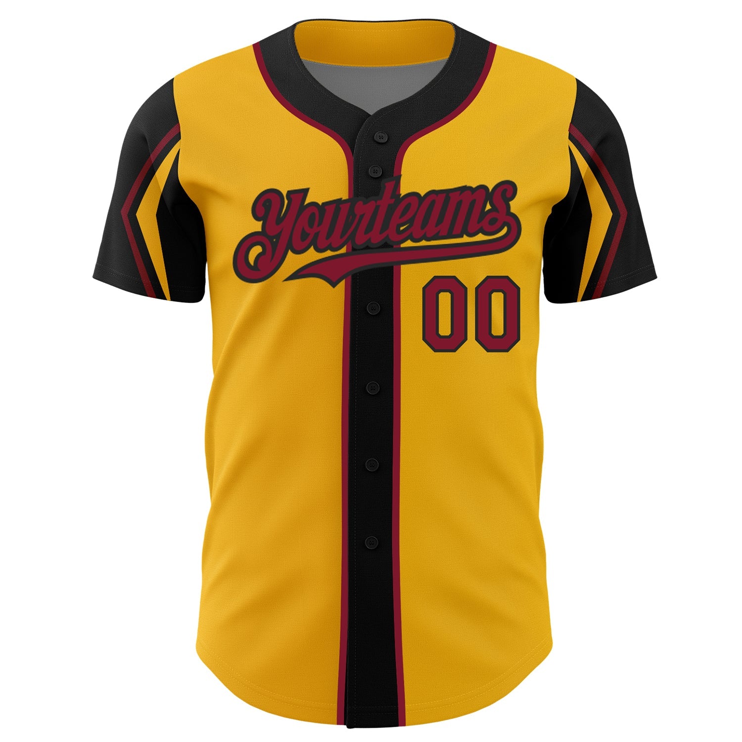 Custom Gold Crimson-Black 3 Colors Arm Shapes Authentic Baseball Jersey - Sky-Custom