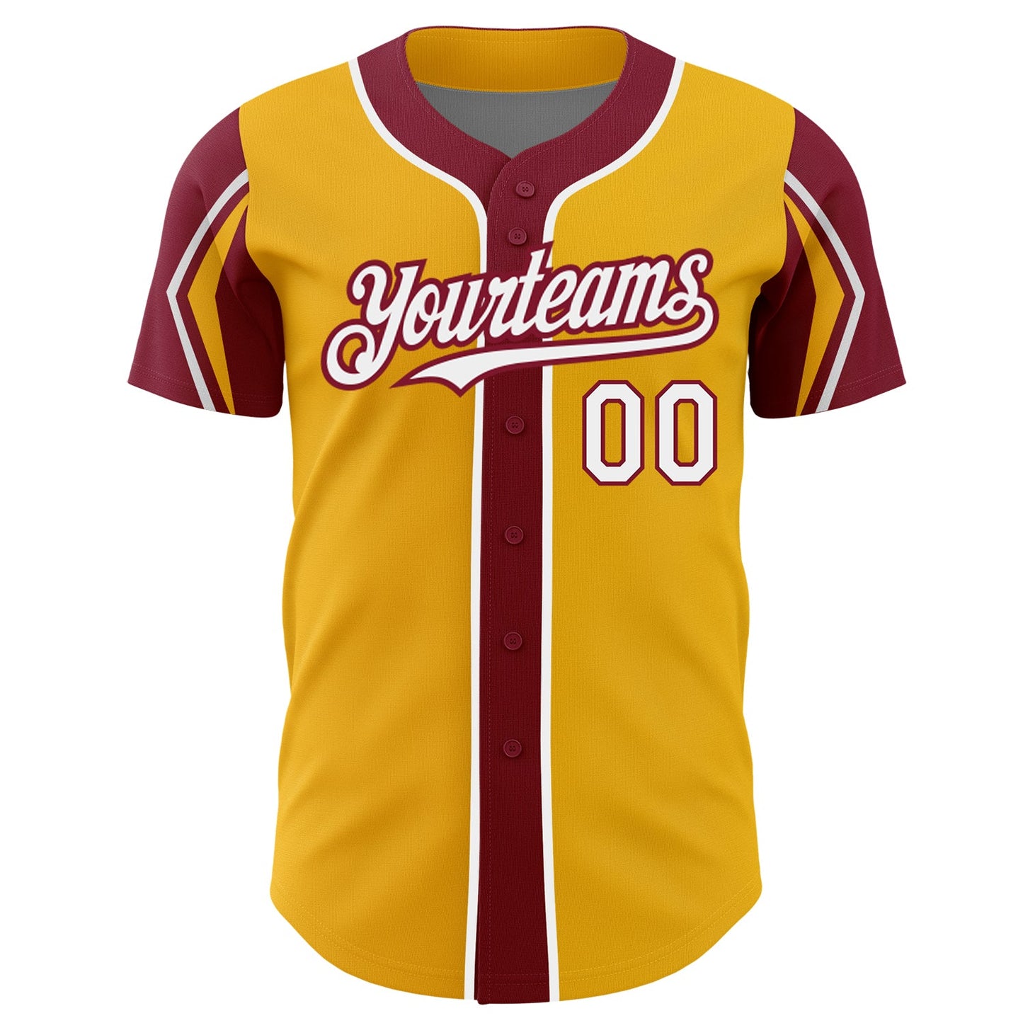 Custom Gold White-Crimson 3 Colors Arm Shapes Authentic Baseball Jersey - Sky-Custom
