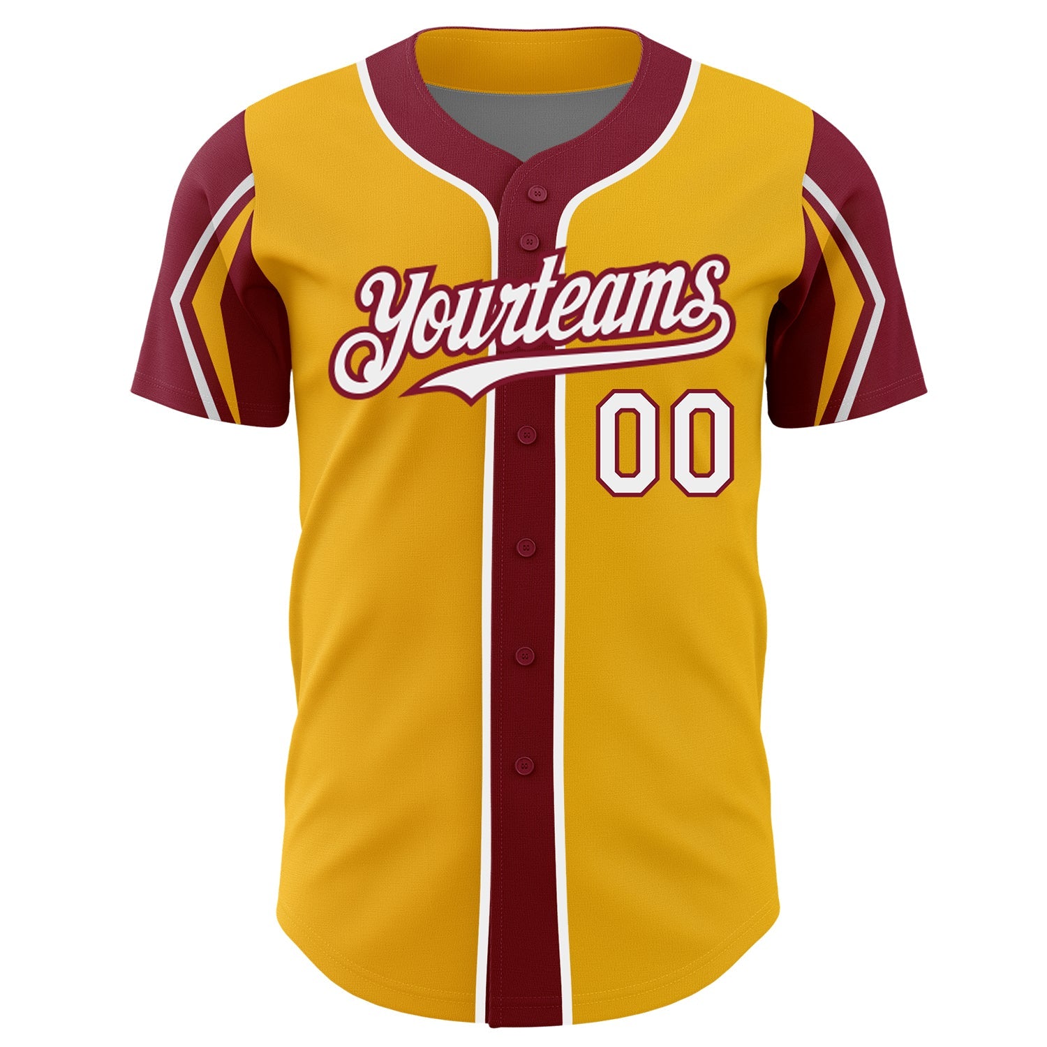 Custom Gold White-Crimson 3 Colors Arm Shapes Authentic Baseball Jersey - Sky-Custom