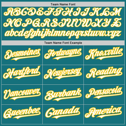 Custom Teal White-Yellow 3 Colors Arm Shapes Authentic Baseball Jersey - Sky-Custom