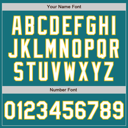 Custom Teal White-Yellow 3 Colors Arm Shapes Authentic Baseball Jersey - Sky-Custom