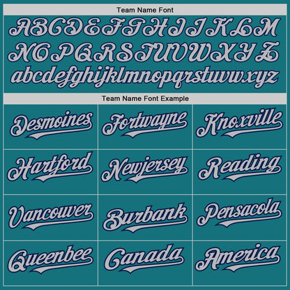 Custom Teal Gray-Navy 3 Colors Arm Shapes Authentic Baseball Jersey - Sky-Custom