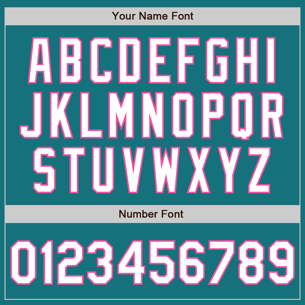 Custom Teal White-Pink 3 Colors Arm Shapes Authentic Baseball Jersey - Sky-Custom