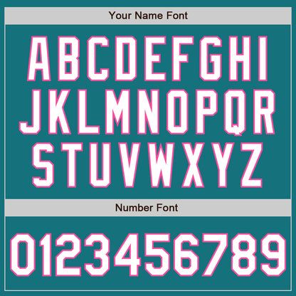 Custom Teal White-Pink 3 Colors Arm Shapes Authentic Baseball Jersey - Sky-Custom
