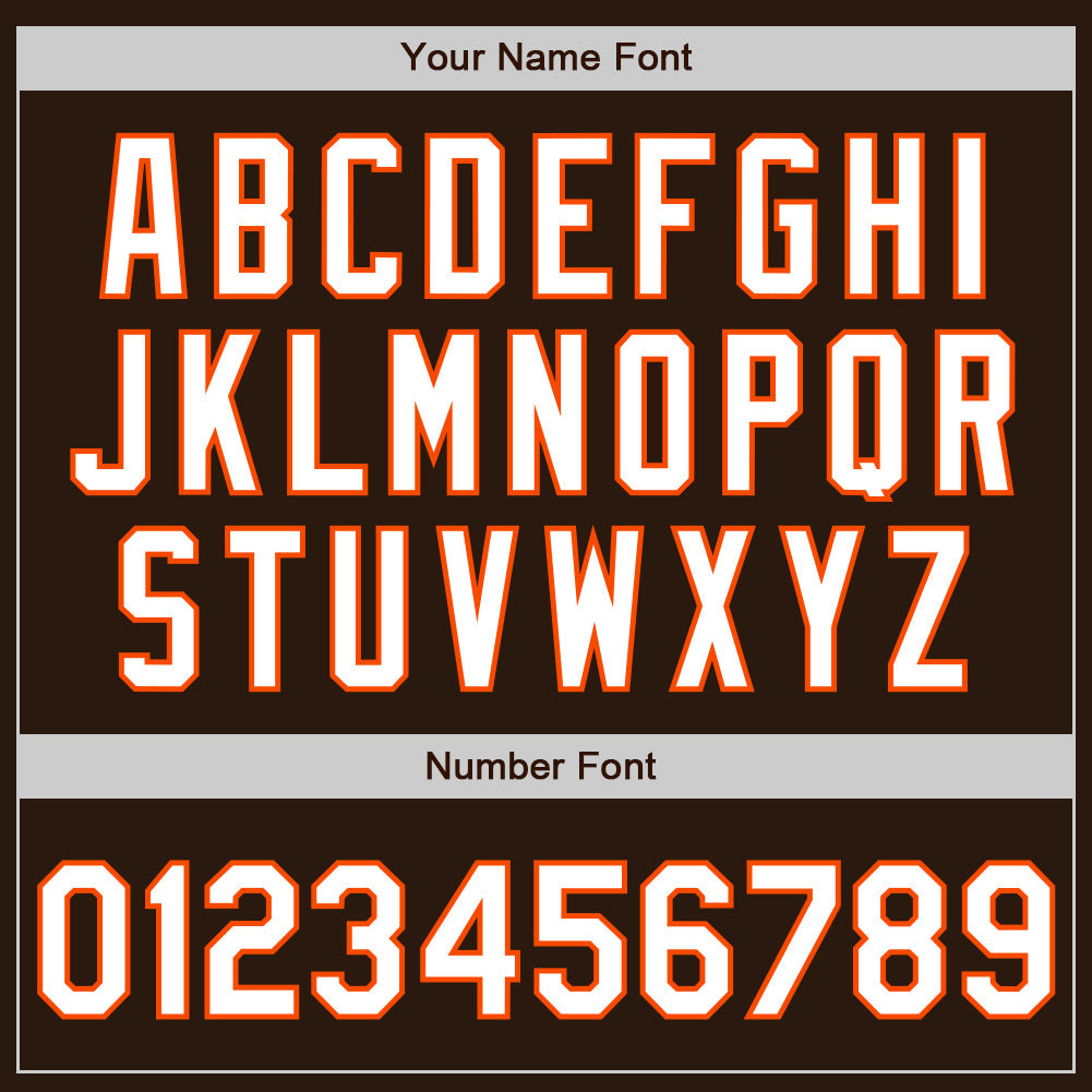 Custom Brown White-Orange 3 Colors Arm Shapes Authentic Baseball Jersey - Sky-Custom