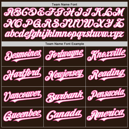 Custom Brown White-Pink 3 Colors Arm Shapes Authentic Baseball Jersey - Sky-Custom
