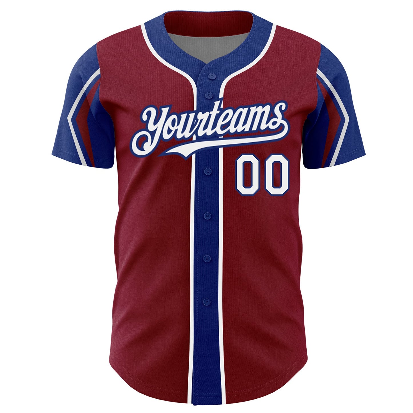 Custom Crimson White-Royal 3 Colors Arm Shapes Authentic Baseball Jersey - Sky-Custom