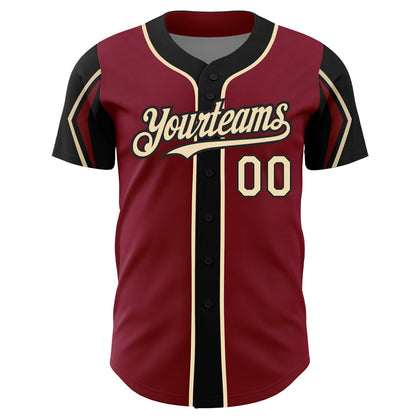 Custom Crimson City Cream-Black 3 Colors Arm Shapes Authentic Baseball Jersey - Sky-Custom