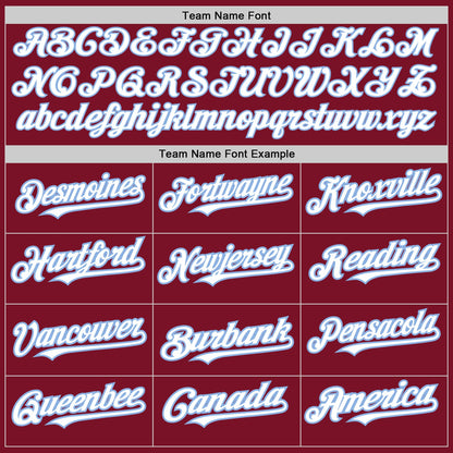Custom Crimson White-Light Blue 3 Colors Arm Shapes Authentic Baseball Jersey - Sky-Custom
