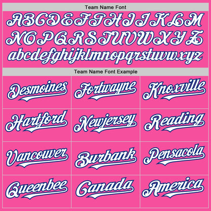 Custom Pink White-Royal 3 Colors Arm Shapes Authentic Baseball Jersey - Sky-Custom
