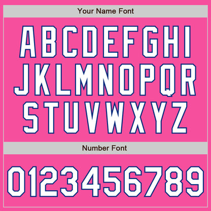 Custom Pink White-Royal 3 Colors Arm Shapes Authentic Baseball Jersey - Sky-Custom