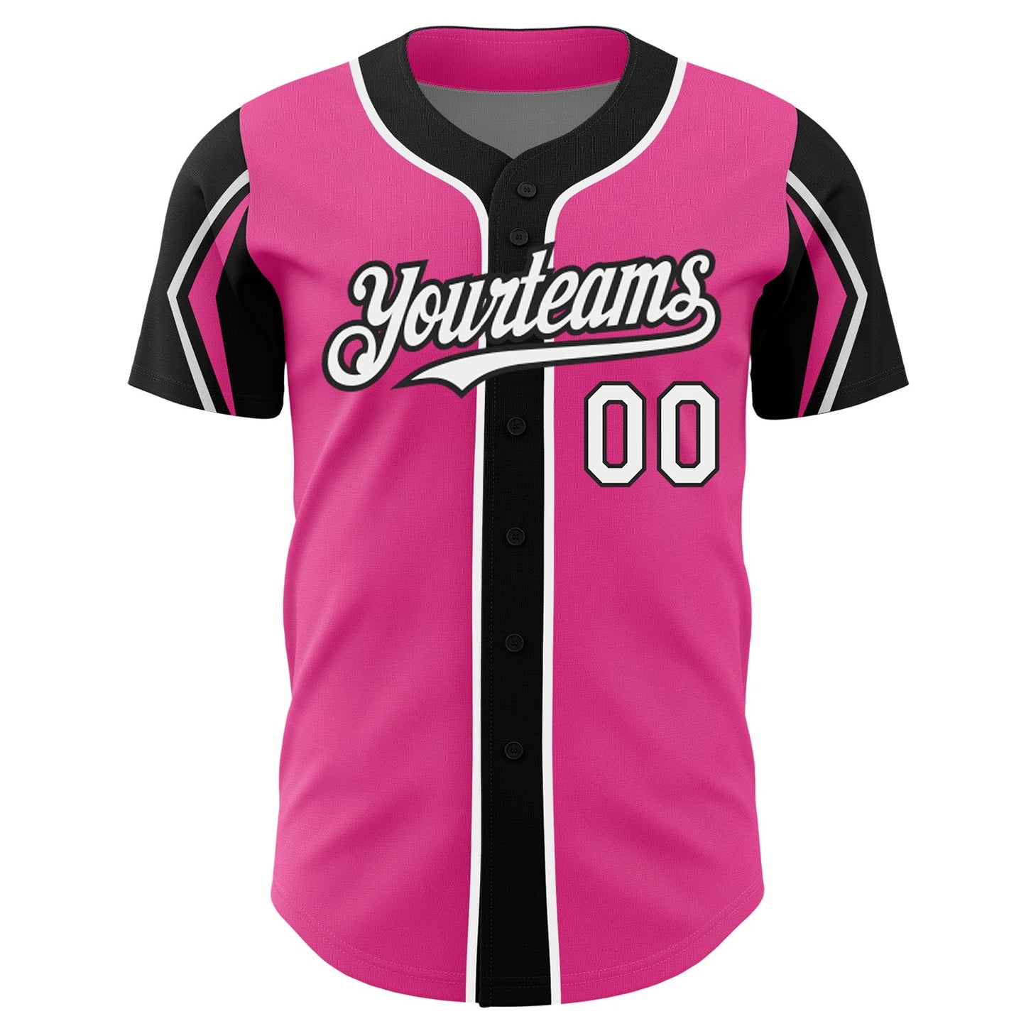 Custom Pink White-Black 3 Colors Arm Shapes Authentic Baseball Jersey - Sky-Custom