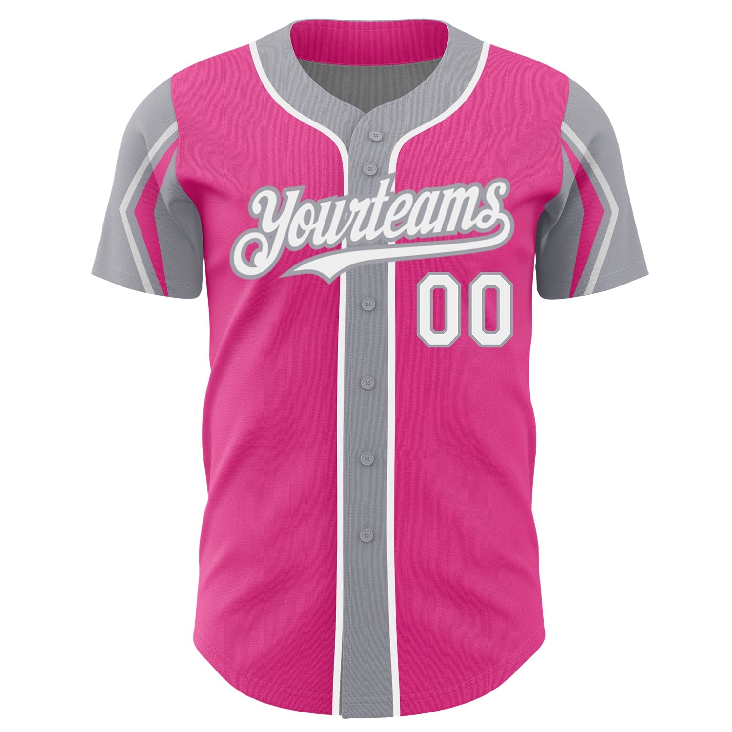 Custom Pink White-Gray 3 Colors Arm Shapes Authentic Baseball Jersey - Sky-Custom