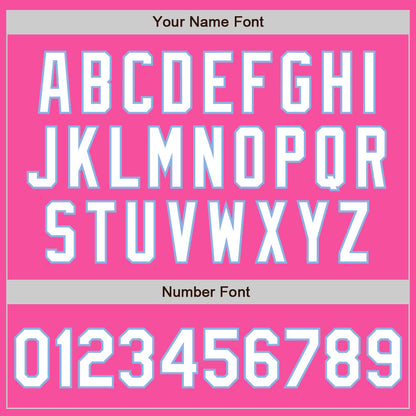 Custom Pink White-Light Blue 3 Colors Arm Shapes Authentic Baseball Jersey - Sky-Custom