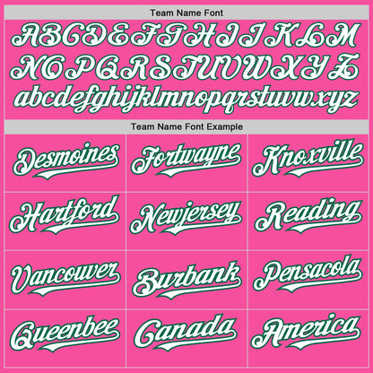 Custom Pink White-Kelly Green 3 Colors Arm Shapes Authentic Baseball Jersey - Sky-Custom