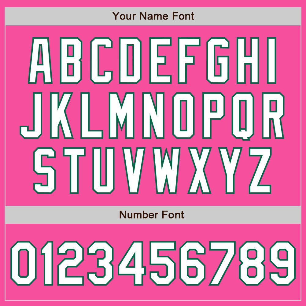 Custom Pink White-Kelly Green 3 Colors Arm Shapes Authentic Baseball Jersey - Sky-Custom