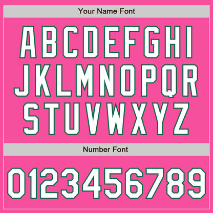 Custom Pink White-Kelly Green 3 Colors Arm Shapes Authentic Baseball Jersey - Sky-Custom