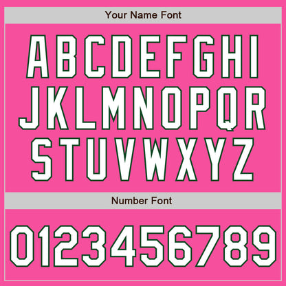 Custom Pink White-Green 3 Colors Arm Shapes Authentic Baseball Jersey - Sky-Custom