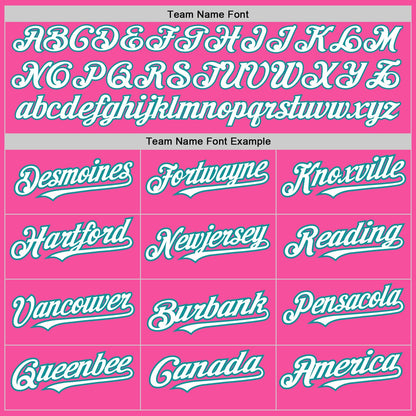Custom Pink White-Teal 3 Colors Arm Shapes Authentic Baseball Jersey - Sky-Custom
