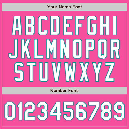 Custom Pink White-Teal 3 Colors Arm Shapes Authentic Baseball Jersey - Sky-Custom