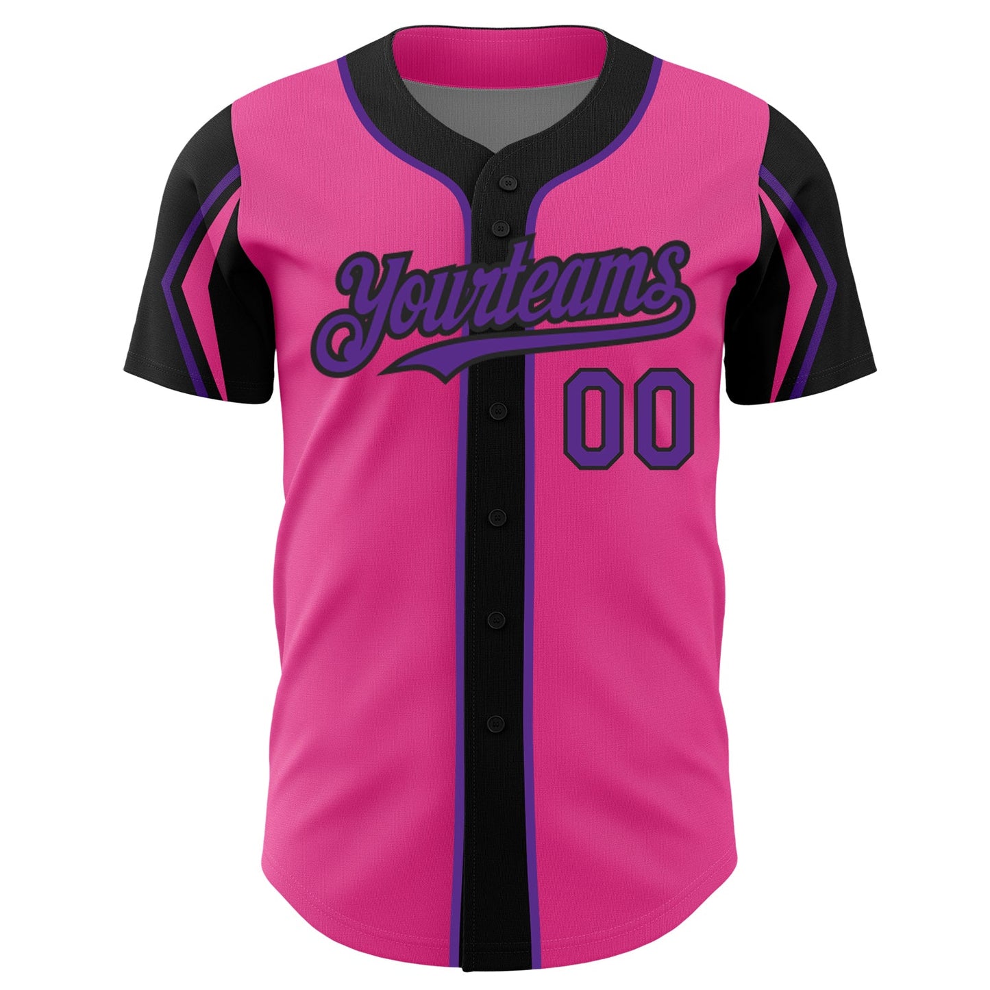 Custom Pink Purple-Black 3 Colors Arm Shapes Authentic Baseball Jersey - Sky-Custom