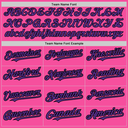 Custom Pink Purple-Black 3 Colors Arm Shapes Authentic Baseball Jersey - Sky-Custom