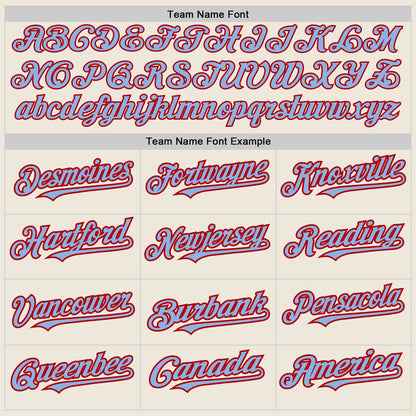Custom Cream Light Blue-Red 3 Colors Arm Shapes Authentic Baseball Jersey - Sky-Custom