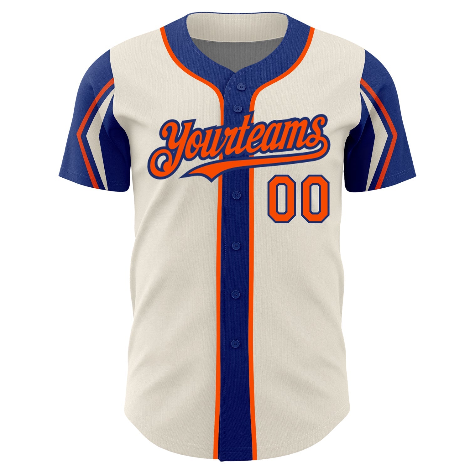 Custom Cream Orange-Royal 3 Colors Arm Shapes Authentic Baseball Jersey - Sky-Custom
