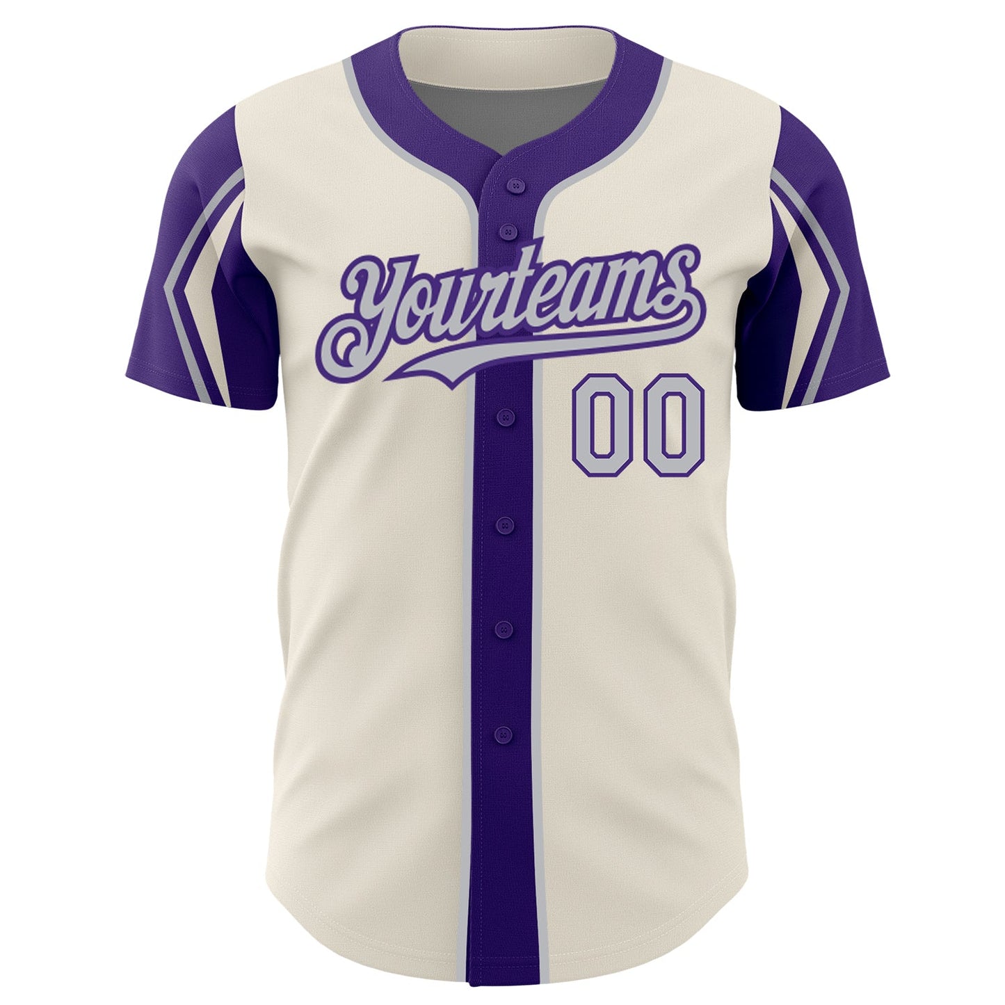 Custom Cream Gray-Purple 3 Colors Arm Shapes Authentic Baseball Jersey - Sky-Custom