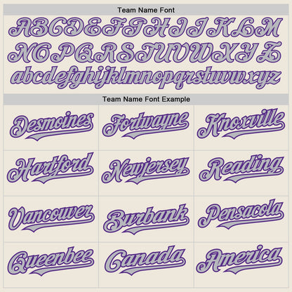 Custom Cream Gray-Purple 3 Colors Arm Shapes Authentic Baseball Jersey - Sky-Custom