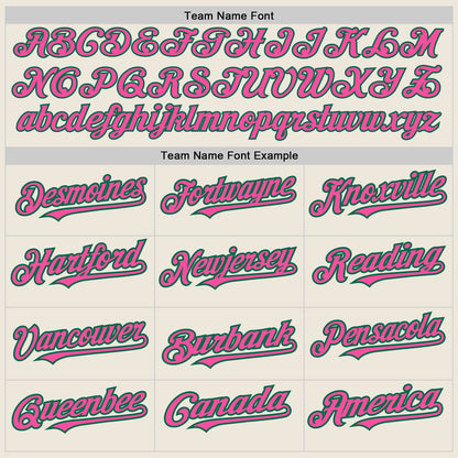 Custom Cream Pink-Kelly Green 3 Colors Arm Shapes Authentic Baseball Jersey - Sky-Custom