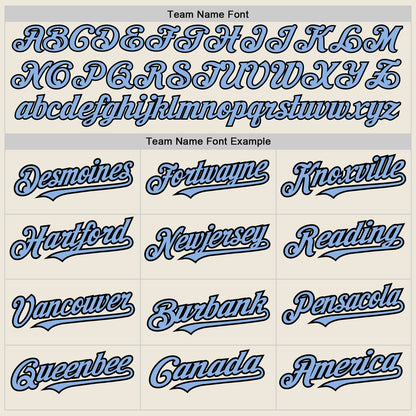 Custom Cream Light Blue-Black 3 Colors Arm Shapes Authentic Baseball Jersey - Sky-Custom