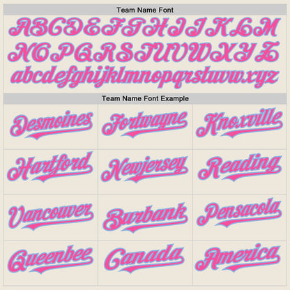 Custom Cream Pink-Light Blue 3 Colors Arm Shapes Authentic Baseball Jersey - Sky-Custom