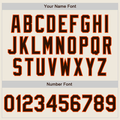 Custom Cream Brown-Orange 3 Colors Arm Shapes Authentic Baseball Jersey - Sky-Custom