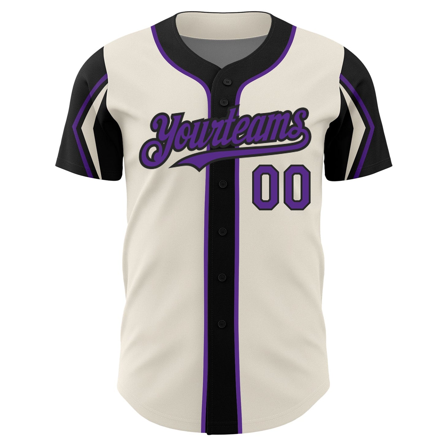 Custom Cream Purple-Black 3 Colors Arm Shapes Authentic Baseball Jersey - Sky-Custom
