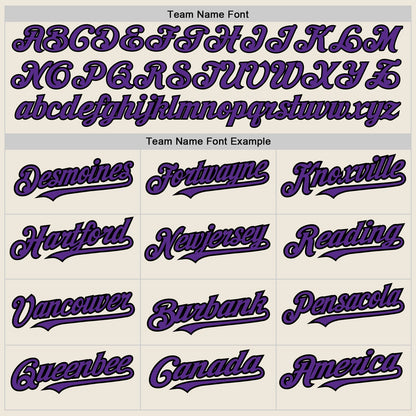 Custom Cream Purple-Black 3 Colors Arm Shapes Authentic Baseball Jersey - Sky-Custom