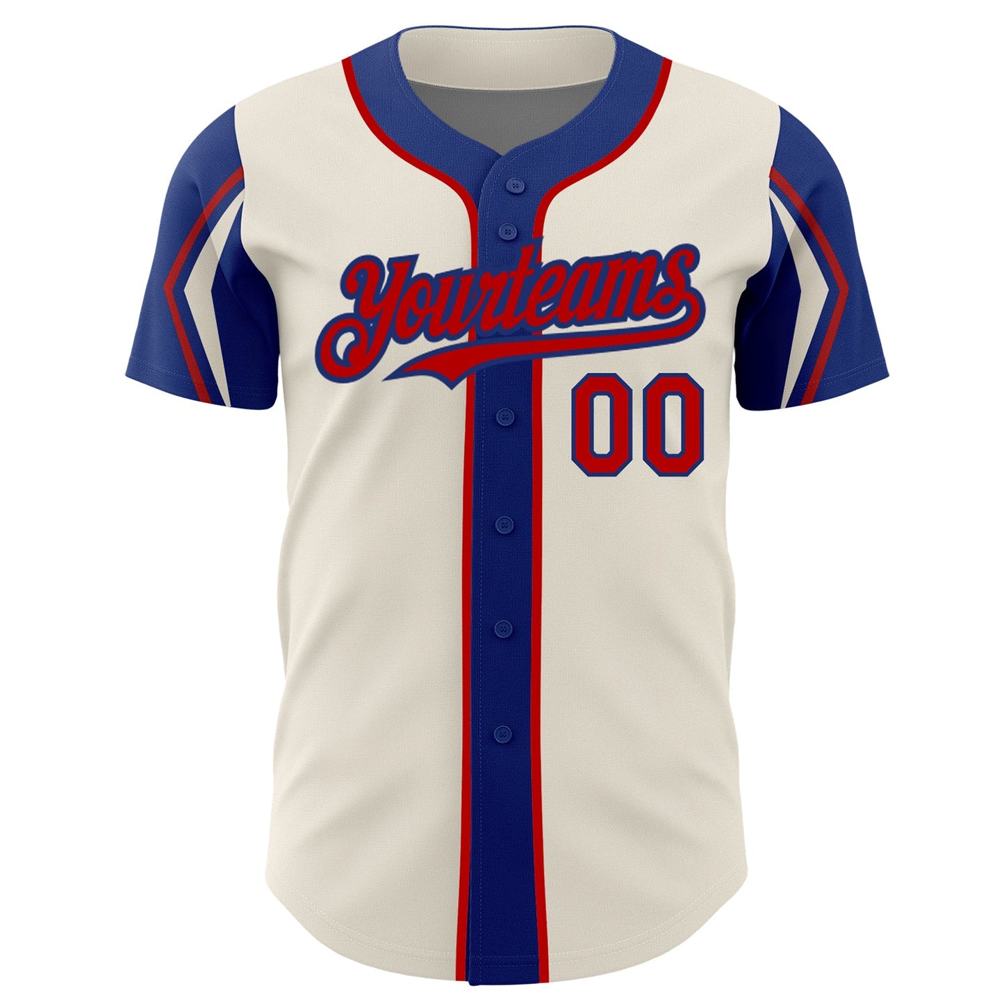 Custom Cream Red-Royal 3 Colors Arm Shapes Authentic Baseball Jersey - Sky-Custom
