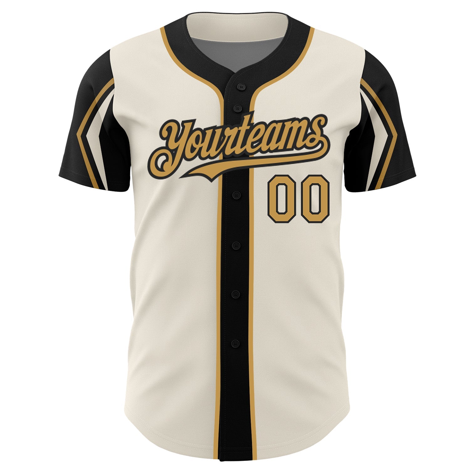 Custom Cream Old Gold-Black 3 Colors Arm Shapes Authentic Baseball Jersey - Sky-Custom