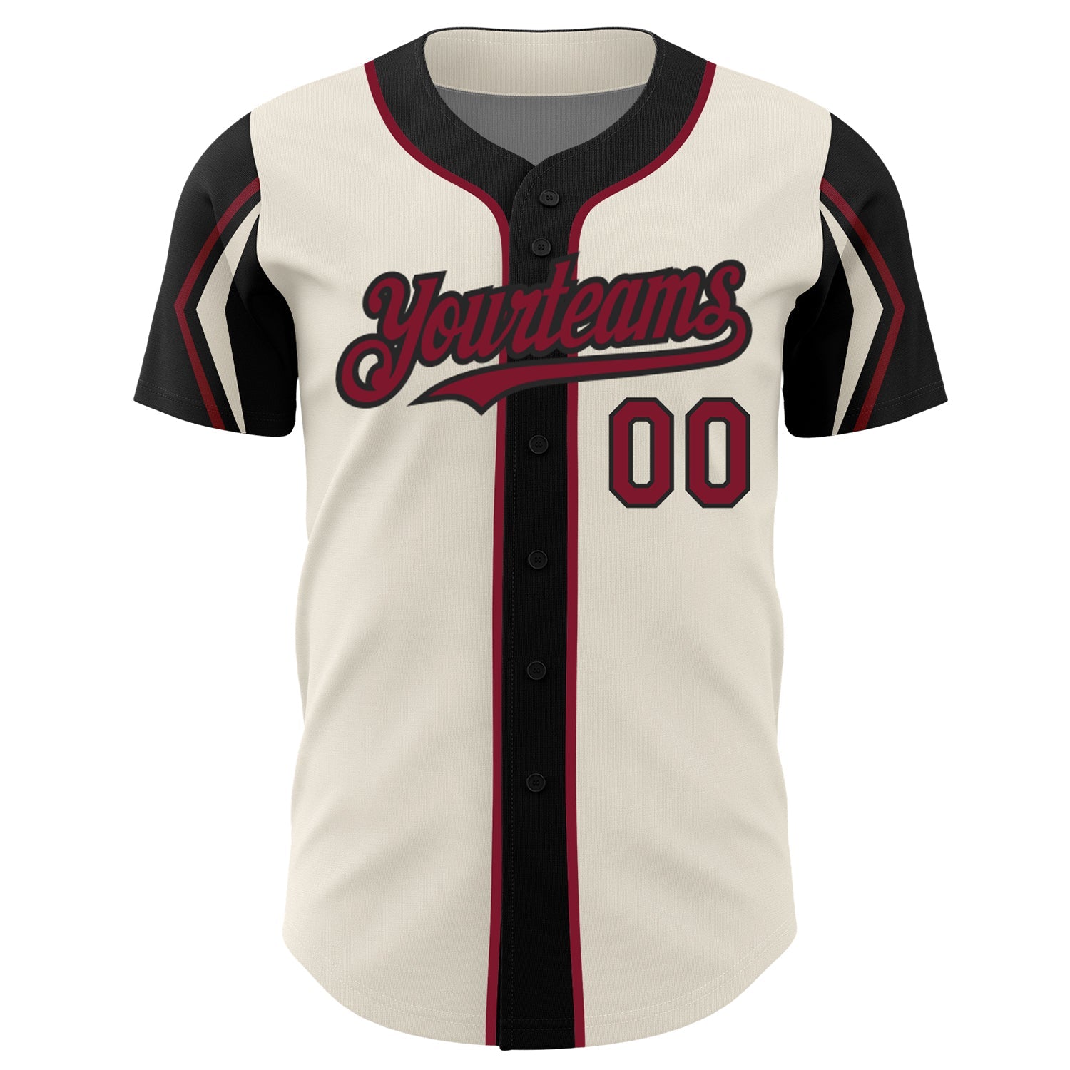 Custom Cream Crimson-Black 3 Colors Arm Shapes Authentic Baseball Jersey - Sky-Custom
