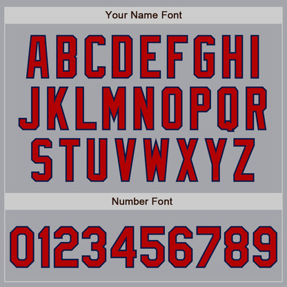 Custom Gray Red-Navy 3 Colors Arm Shapes Authentic Baseball Jersey - Sky-Custom
