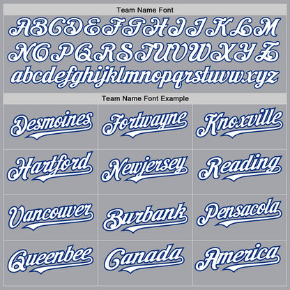 Custom Gray White-Royal 3 Colors Arm Shapes Authentic Baseball Jersey - Sky-Custom