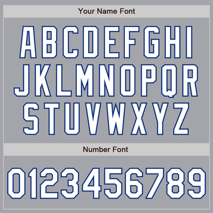 Custom Gray White-Royal 3 Colors Arm Shapes Authentic Baseball Jersey - Sky-Custom