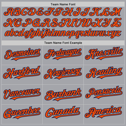 Custom Gray Orange-Navy 3 Colors Arm Shapes Authentic Baseball Jersey - Sky-Custom