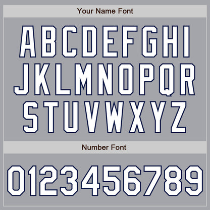 Custom Gray White-Navy 3 Colors Arm Shapes Authentic Baseball Jersey - Sky-Custom